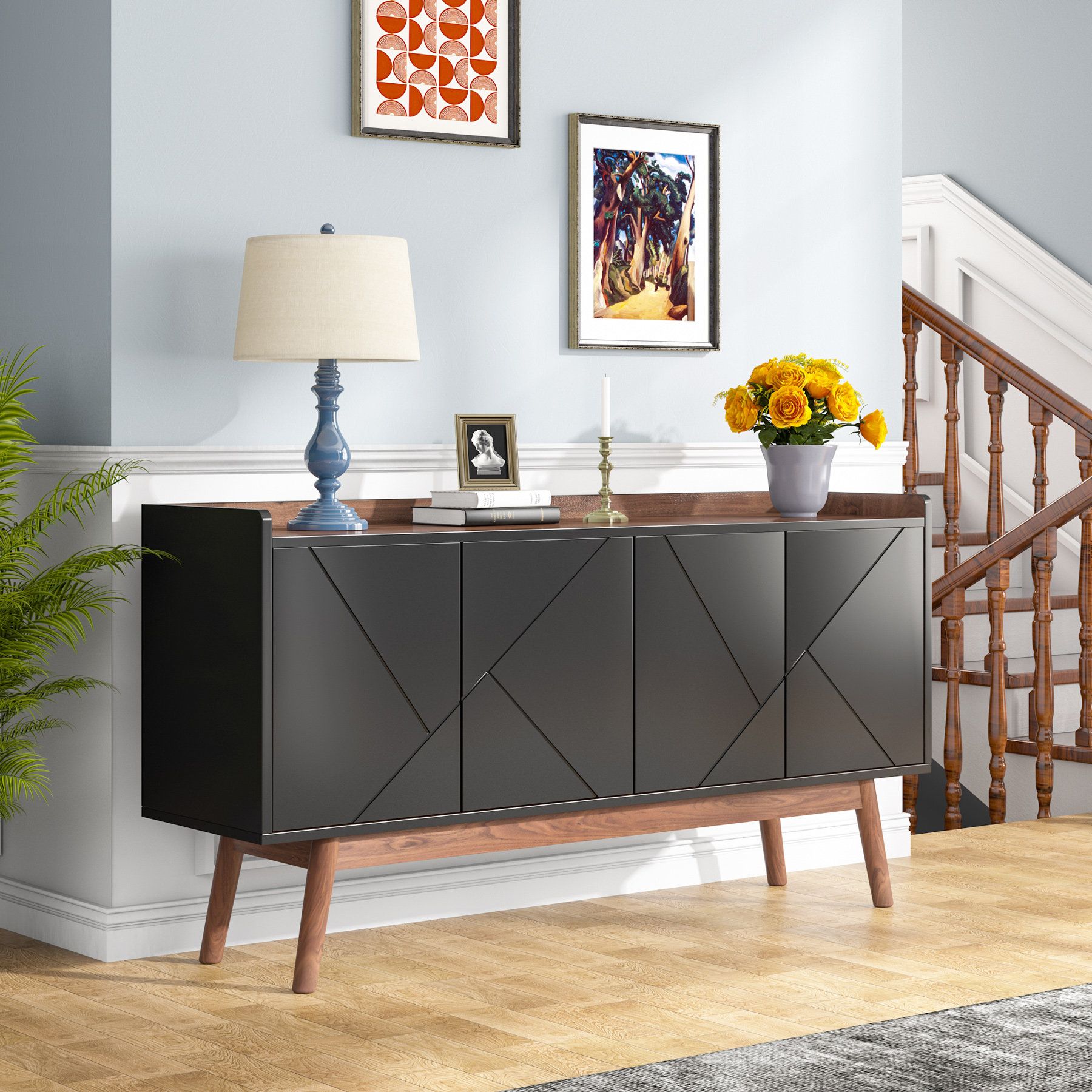 George Oliver Jahdae 55.11'' Sideboard & Reviews | Wayfair Intended For Sideboard Buffet Cabinets (Gallery 13 of 20)