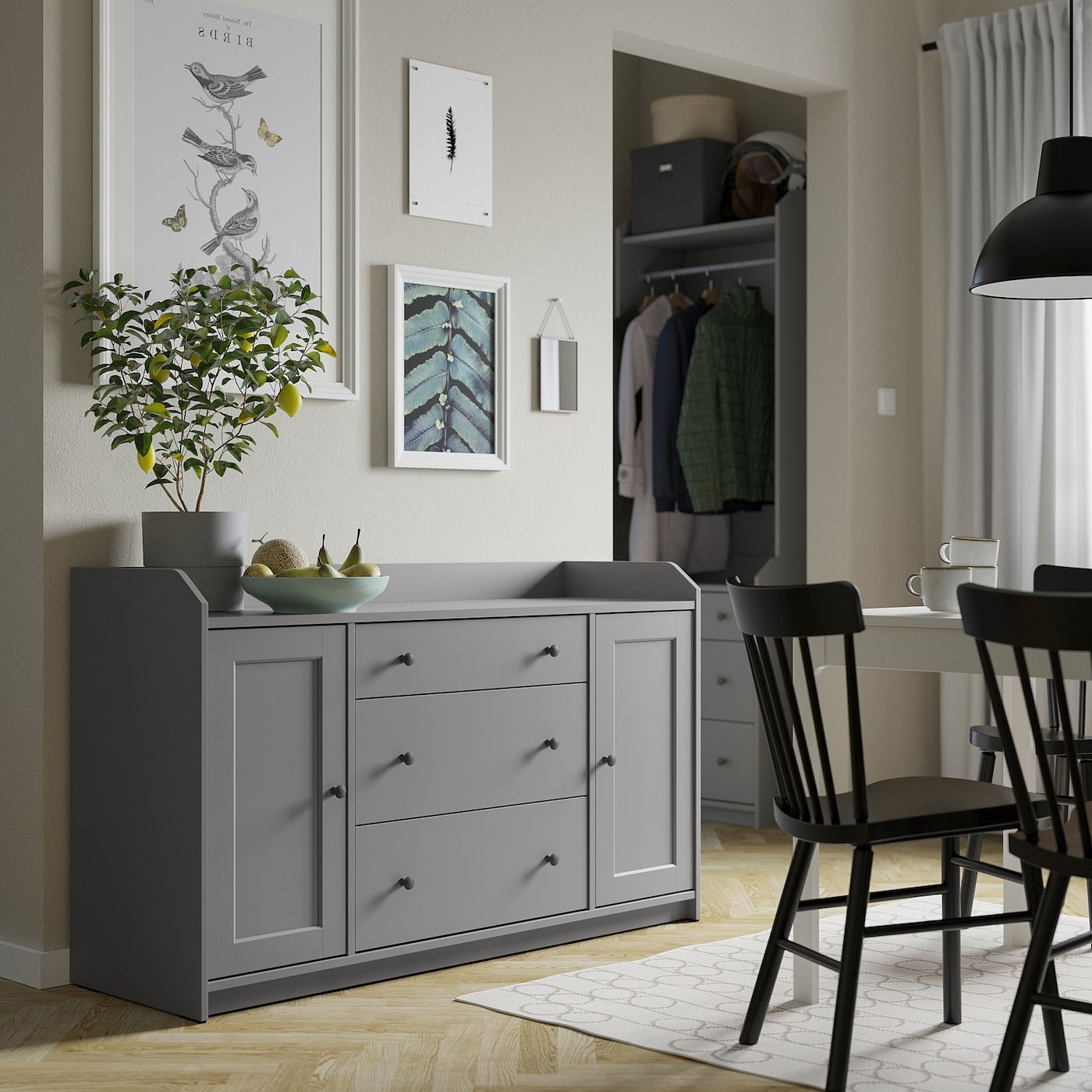 Hauga Sideboard, Gray, 140x84 Cm (551/8x331/8") – Ikea Ca Intended For Gray Wooden Sideboards (View 6 of 20)