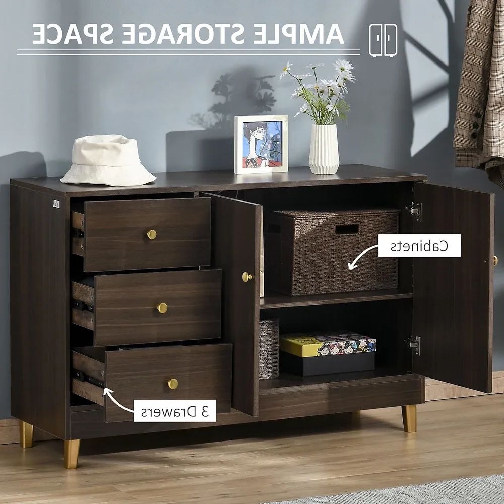 Homcom Modern Sideboard Storage Cabinet, 3 Drawers Accent Cupboard |  Southcentre Mall With 3 Drawers Sideboards Storage Cabinet (Gallery 20 of 20)