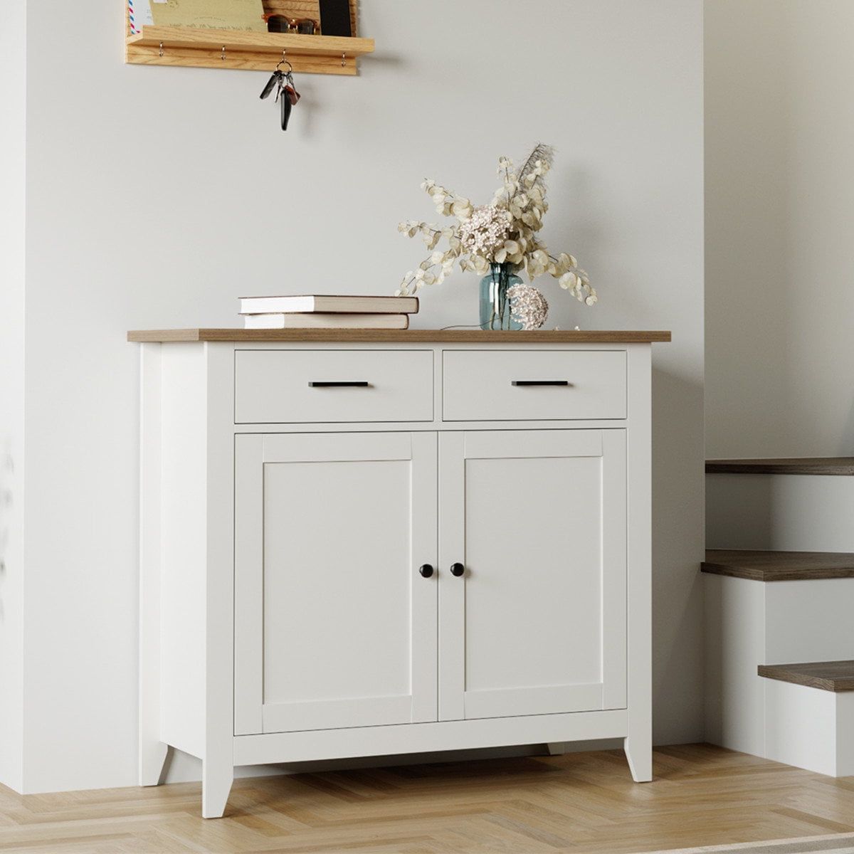 Homfa Entryway Storage Cabinet, Sideboard With 2 Drawers For Kitchen Living  Room, White – Walmart Inside Sideboards For Entryway (Gallery 6 of 20)