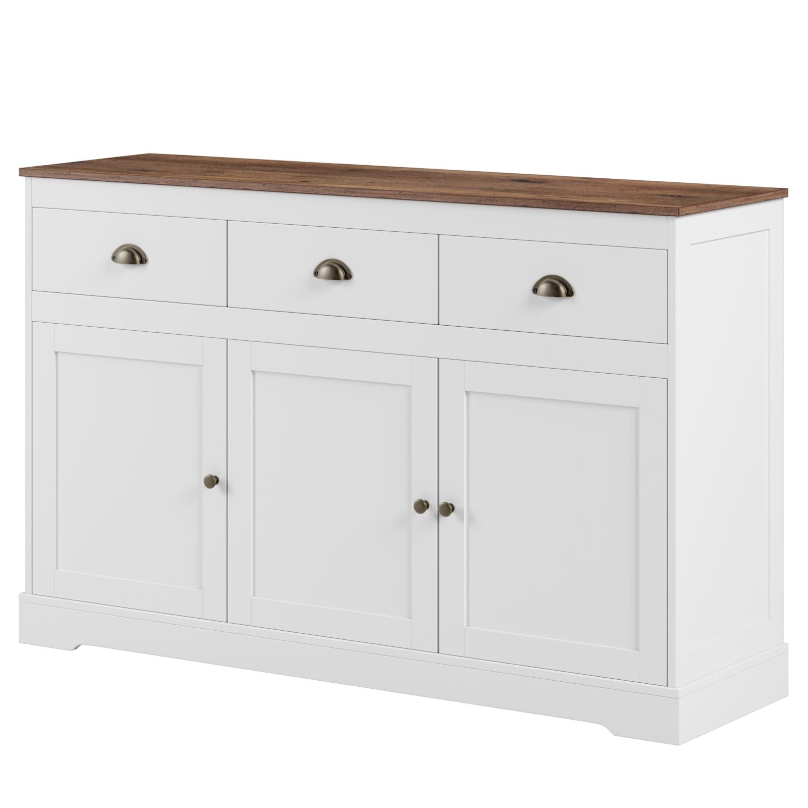 Homfa Sideboard Storage Cabinet With 3 Drawers & 3 Doors, 53.54'' Wide Buffet  Cabinet For Dining Room, White – Walmart For Sideboard Storage Cabinet With 3 Drawers & 3 Doors (Gallery 2 of 20)