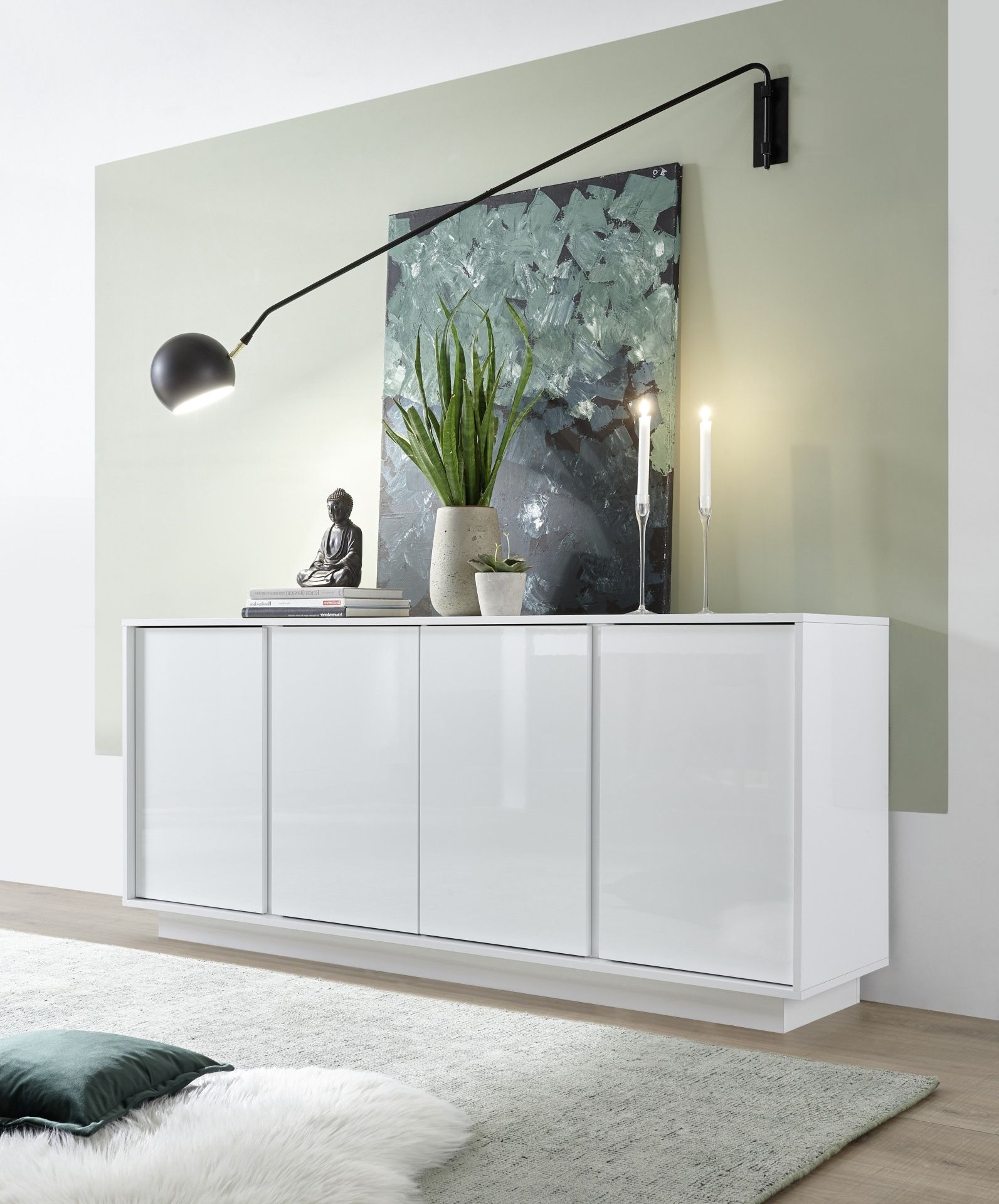 Ice 180cm Modern Sideboard In White Gloss – Sideboards (4513) – Sena Home  Furniture In White Sideboards For Living Room (Gallery 1 of 20)