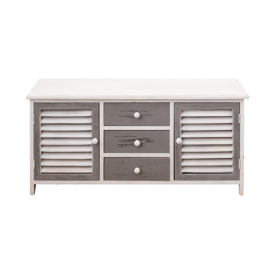 Low Sideboard In White And Gray Vintage Style – Mobili Rebecca With Regard To Gray Wooden Sideboards (View 11 of 20)