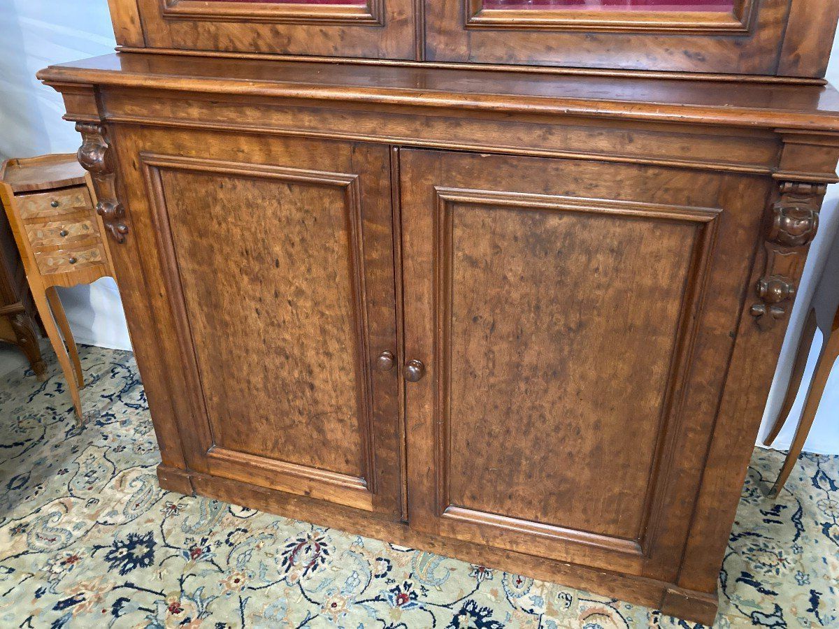Mahogany Two Piece Buffet With Glass Doors – Bu | Antikeo Throughout Antique Storage Sideboards With Doors (Gallery 14 of 20)