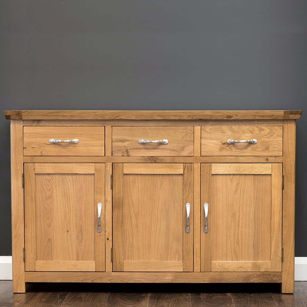 Manhattan Oak 3 Drawer – 3 Doors Sideboard – Furniture From Delta House And  Home Uk In Sideboards With 3 Doors (View 17 of 20)