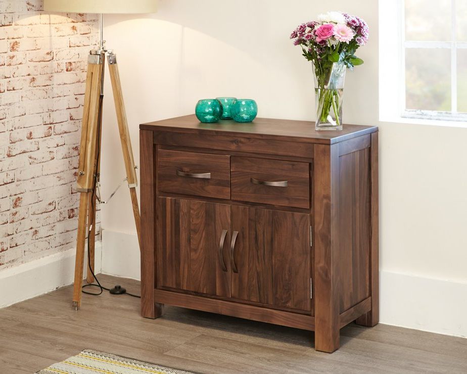 Mayan Walnut Small Sideboard Two Door Two Drawer Rustic | Sideboards &  Display Cabinets Intended For Rustic Walnut Sideboards (Gallery 1 of 20)