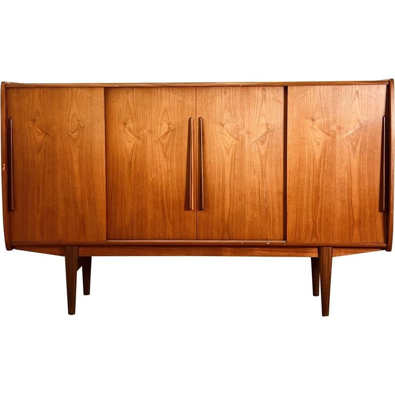Mid Century Danish Teak Sideboard With Four Sliding Doors Pertaining To Mid Century Modern Sideboards (Gallery 20 of 20)