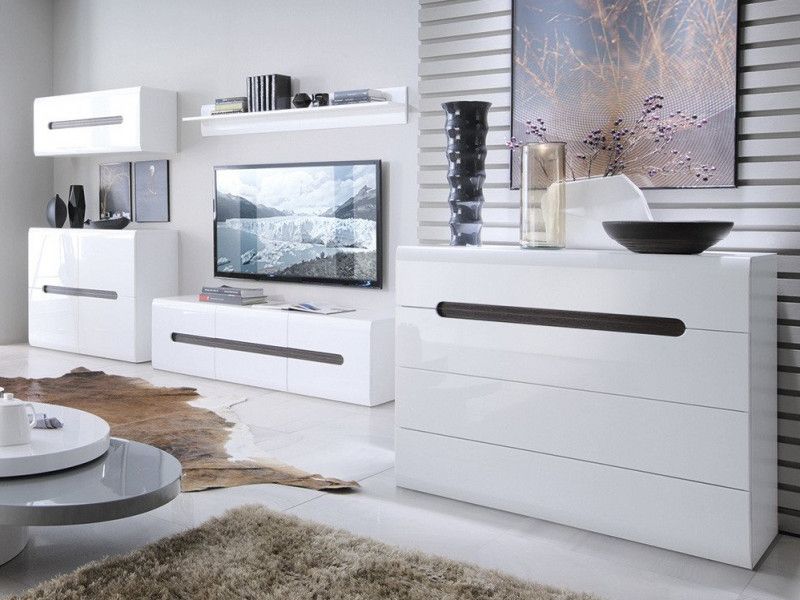 Modern White Gloss Living Room Furniture Set Tv Cabinet Wall Unit Sideboard  Coffee Table | Impact Furniture Regarding White Sideboards For Living Room (View 15 of 20)