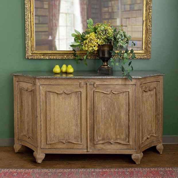 Natural Finish Granite Top Sideboard Cabinet | Antique Farmhouse Inside Brown Finished Wood Sideboards (View 17 of 20)