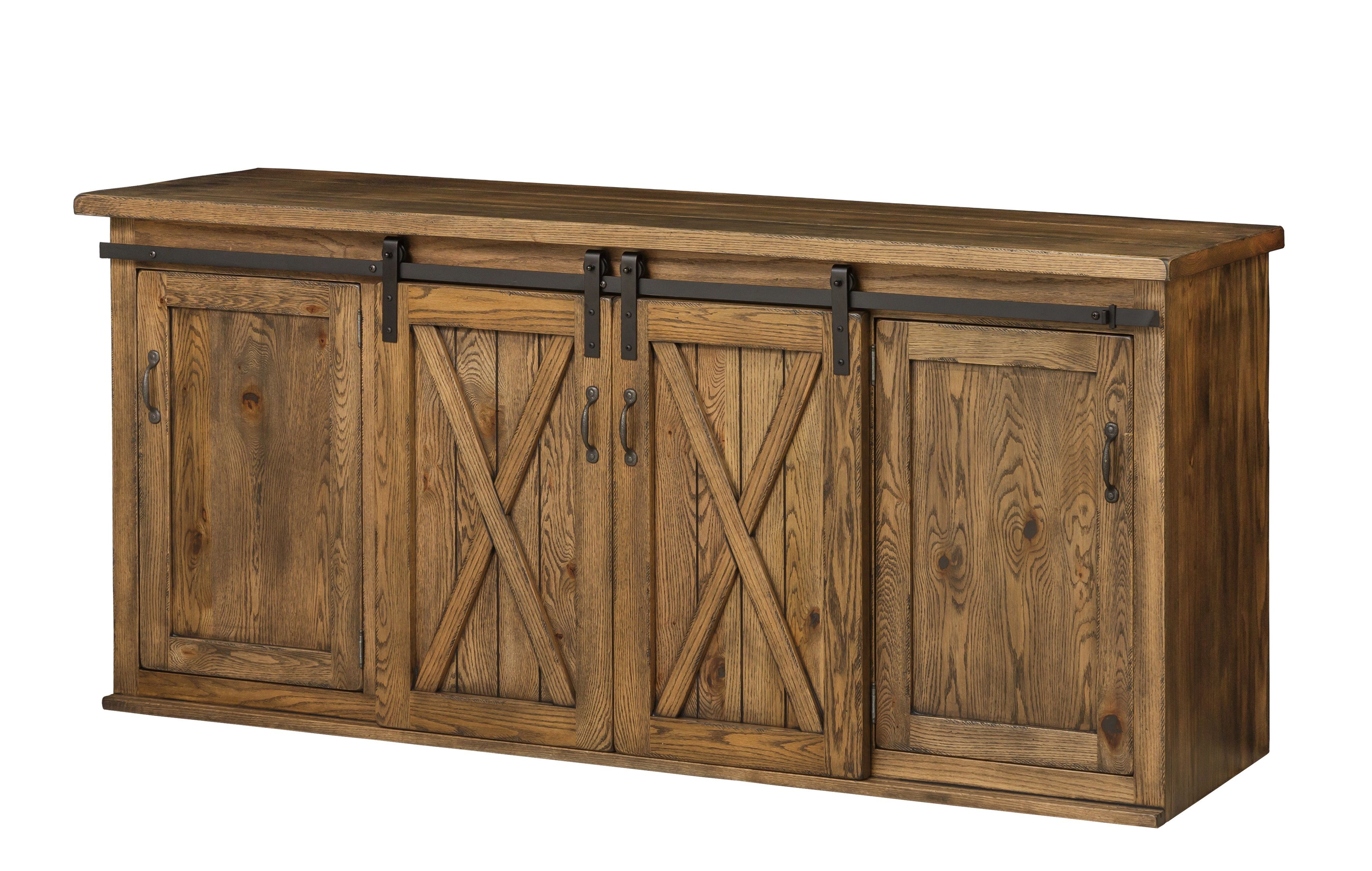 New England 74" Dining Buffet With Sliding Barn Doors From For Sideboards Double Barn Door Buffet (Gallery 3 of 20)