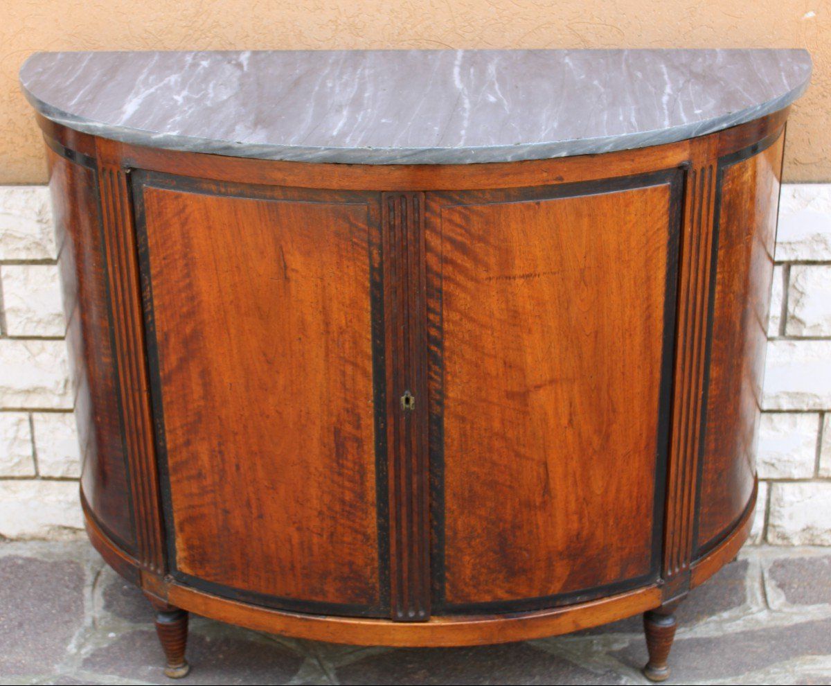 Proantic: Sideboard Half Moon From The Louis 16 Period In Solid Walnu Regarding Antique Storage Sideboards With Doors (View 12 of 20)