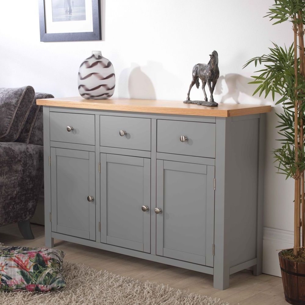 Richmond Grey Painted Furniture Large Sideboard – Sale Regarding Gray Wooden Sideboards (View 2 of 20)