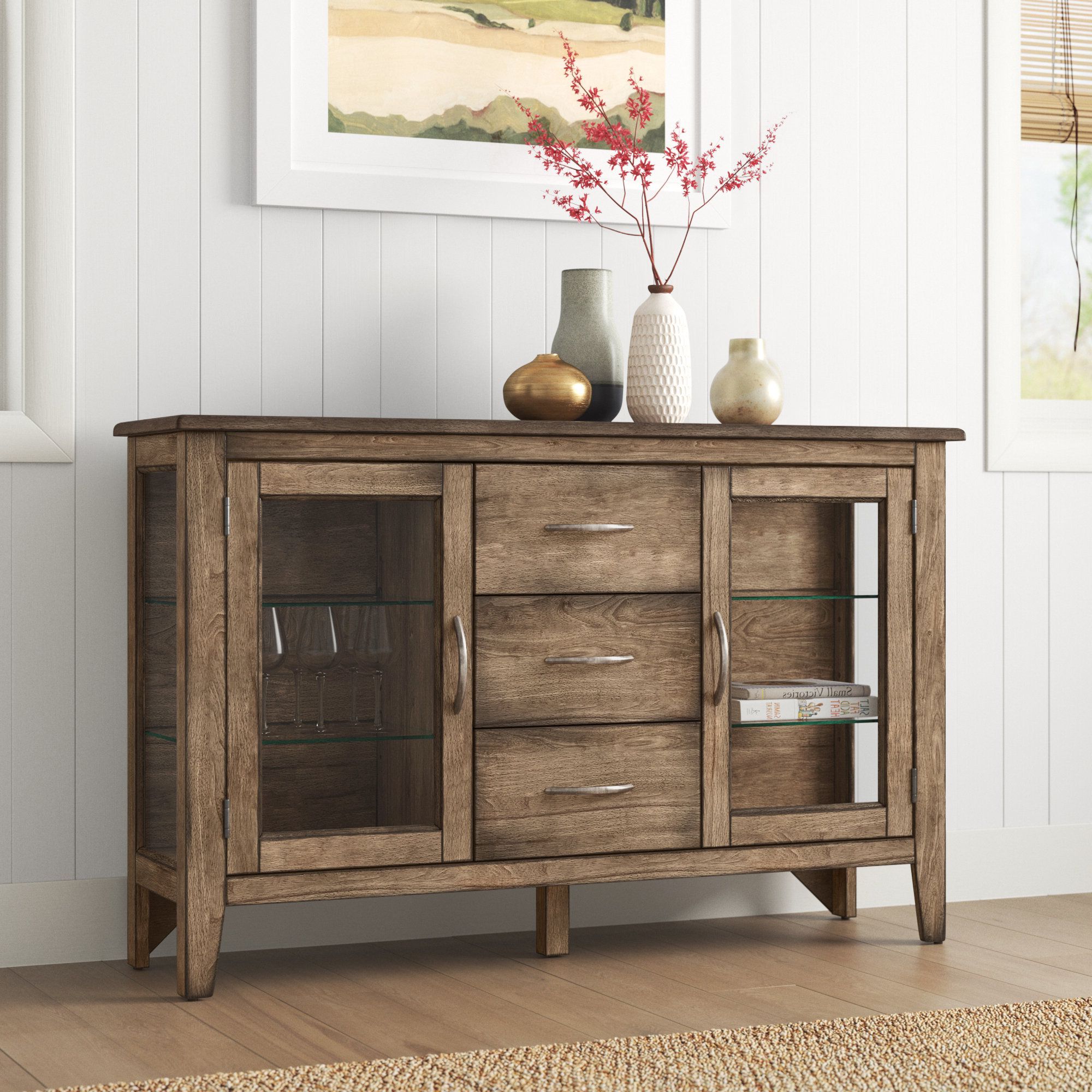 Sand & Stable Esporta 54'' Solid Wood Sideboard & Reviews | Wayfair In Sideboards With Rubberwood Top (View 13 of 20)