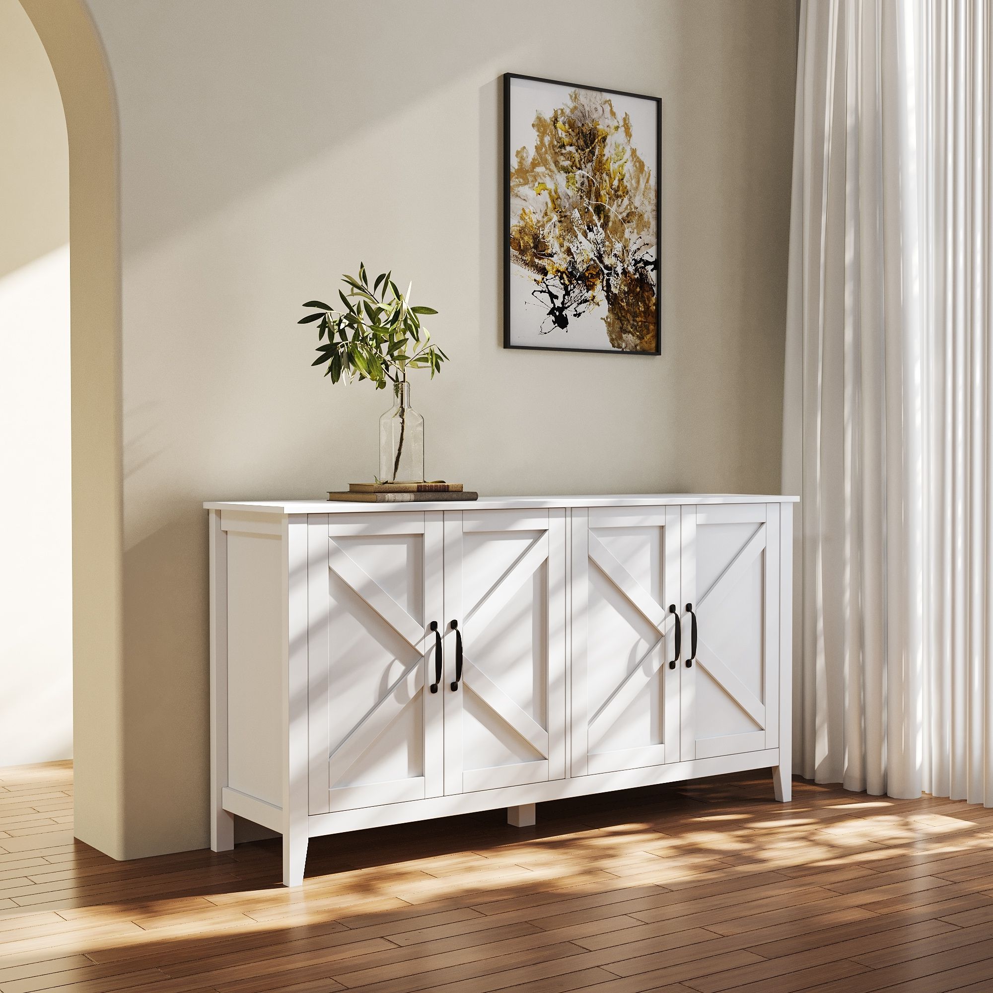 Sideboard Storage Entryway Floor Cabinet With 4 Shelves – Bed Bath & Beyond  – 37068169 Regarding Sideboards For Entryway (View 8 of 20)