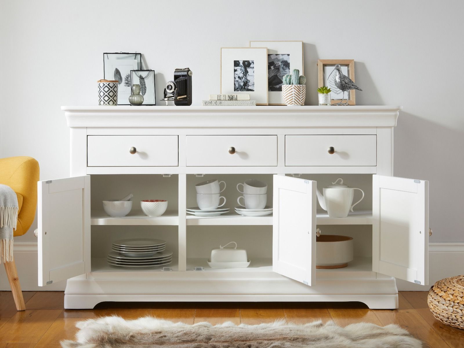 Toulouse 140cm Large White Painted Sideboard With Drawers | Fully Assembled Inside White Sideboards For Living Room (Gallery 2 of 20)