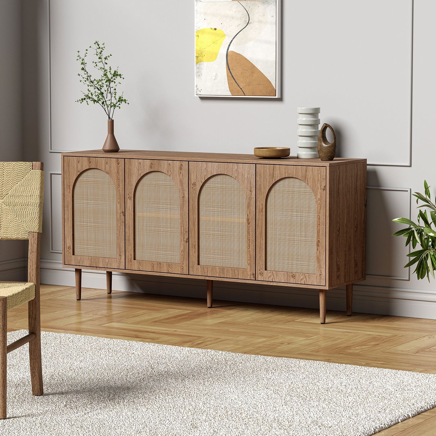 Uirico Multifunctional Buffet Sideboard Cabinet With Rattan Design Hulala Home – On Sale – Bed Bath & Beyond – 37218719 With Assembled Rattan Buffet Sideboards (View 13 of 20)