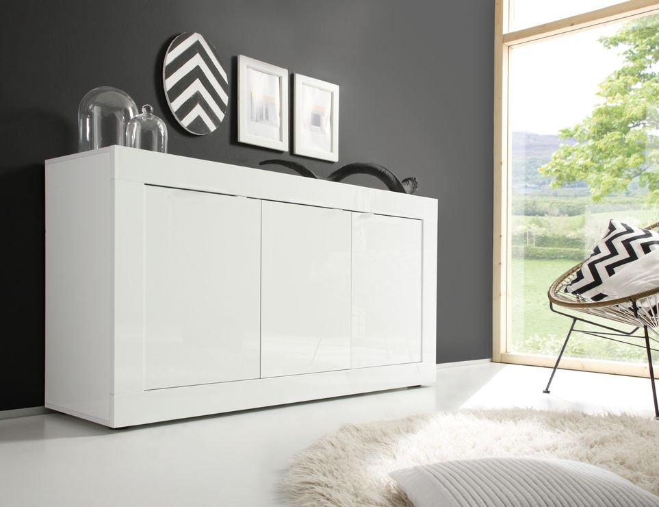 Urbino Collection Three Door Sideboard – Gloss White Finish | Sideboards &  Display Cabinets With Regard To White Sideboards For Living Room (Gallery 6 of 20)