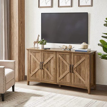 Vasagle Buffet Cabinet Sideboard Storage Cabinet With Adjustable Shelves  For Living Room Rustic Walnut – Walmart Pertaining To Rustic Walnut Sideboards (View 11 of 20)