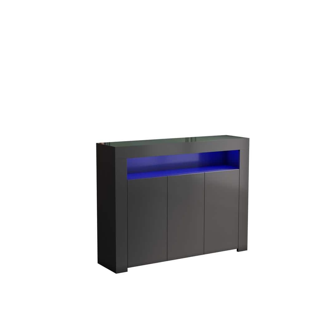 Wetiny Black Buffet With Led Light Z T 06171s00031 – The Home Depot For Sideboards With Led Light (Gallery 20 of 20)
