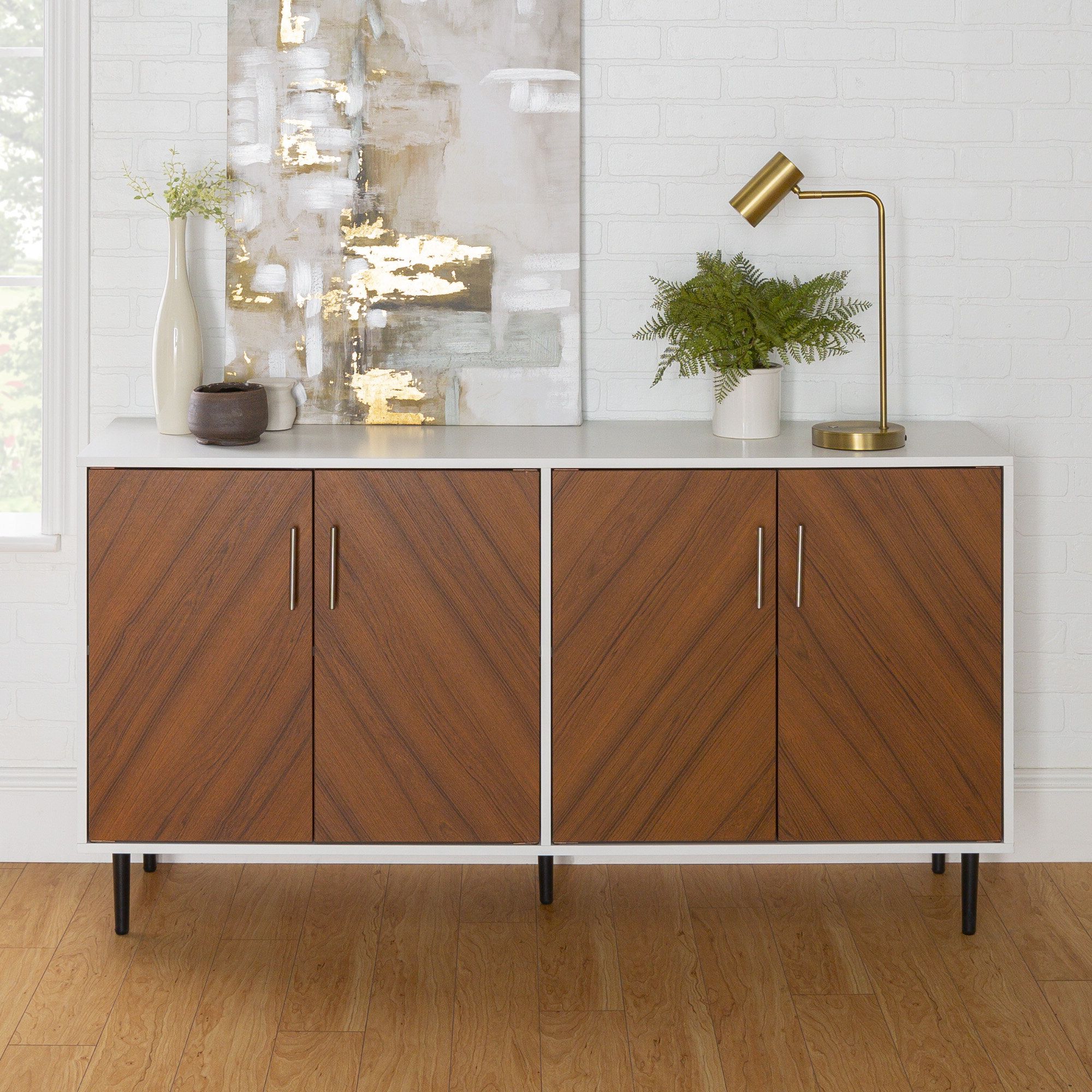 Wrought Studio Aminatou 58'' Sideboard & Reviews | Wayfair With Regard To Sideboards Bookmatch Buffet (View 4 of 20)