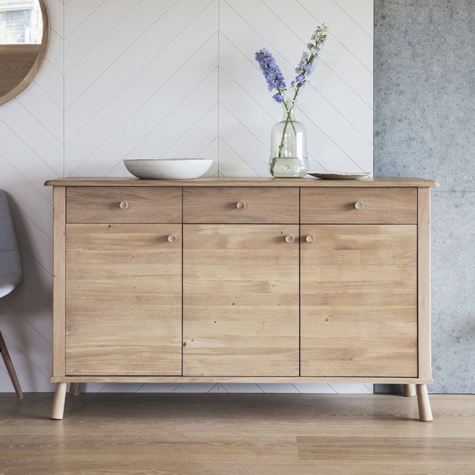 Wycombe 3 Door 3 Drawer Sideboard | Wooden Sideboards With Storage Throughout 3 Drawer Sideboards (Gallery 6 of 20)