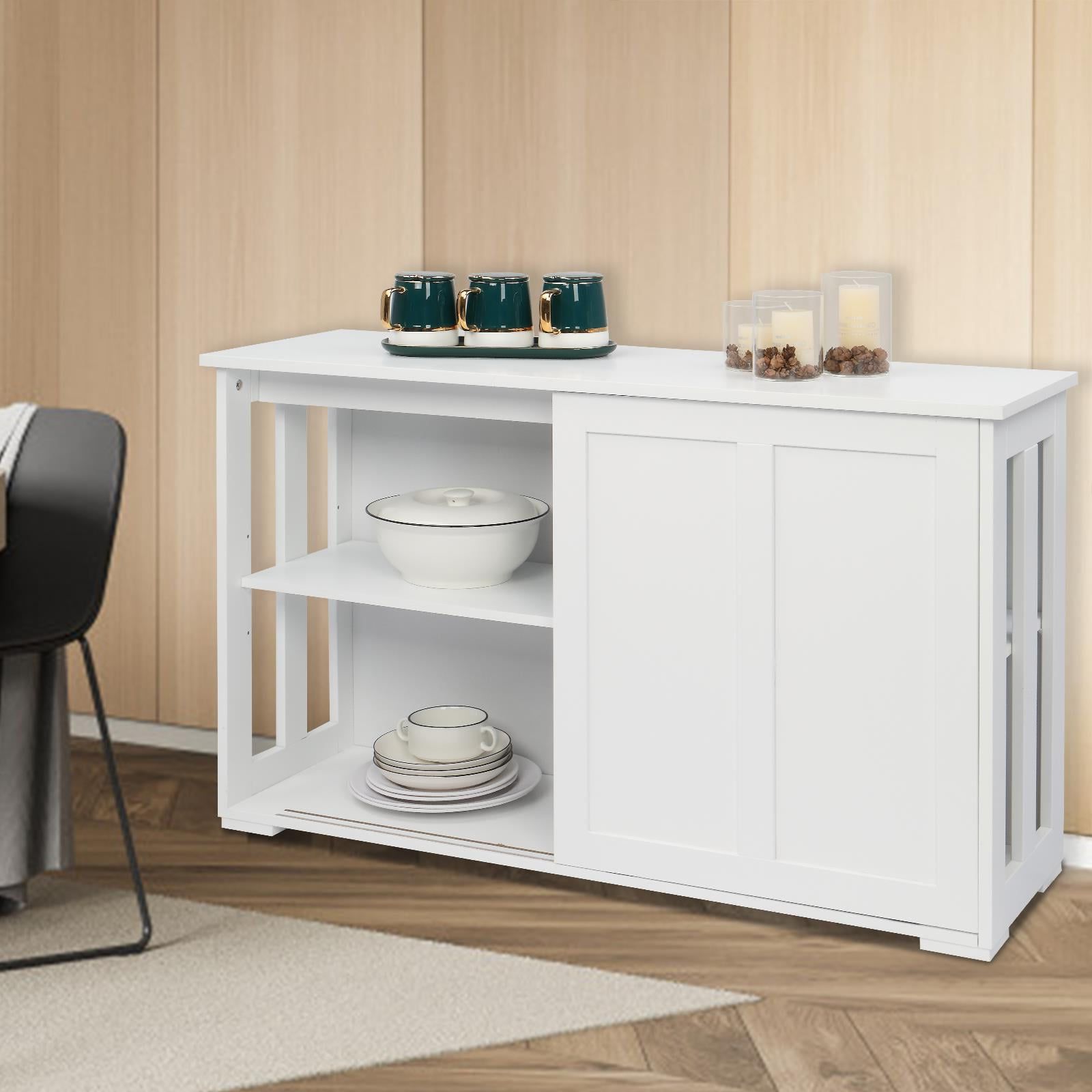 Zimtown Wood 42 Inch Sideboard Buffet Storage Cabinet Console Sofa Table  With Sliding Doors White – Walmart In Sideboards Double Barn Door Buffet (Gallery 8 of 20)