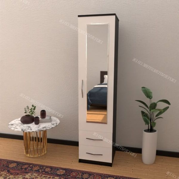 1 Door Mirrored Wardrobe With 2 Drawers Pertaining To One Door Wardrobes With Mirror (View 7 of 20)