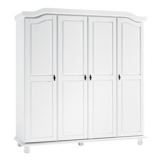 100% Solid Wood Kyle 4 Door Wardrobe – Traditional – Armoires And Wardrobes   Palace Imports | Houzz Within Two Door White Wardrobes (View 9 of 20)