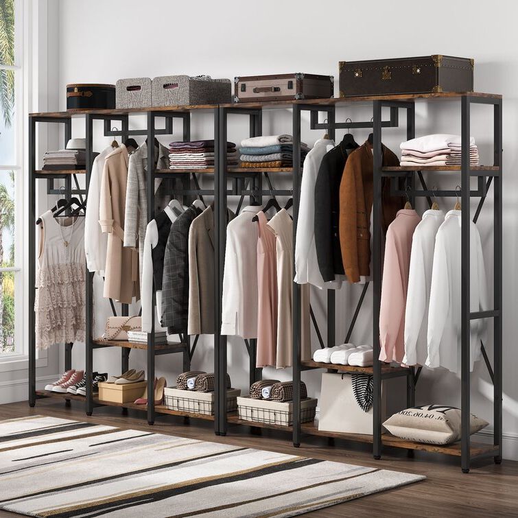 17 Stories Gambrill 59.05'' Closet System & Reviews | Wayfair In Clothes Organizer Wardrobes (Gallery 4 of 20)