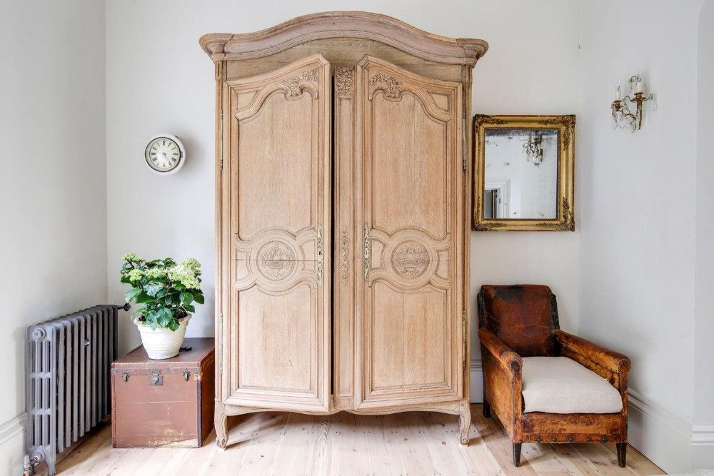 19th Century French Antique Oak Armoire Wardrobe Linen Press With Hanging  Rail | 651220 | Sellingantiques.co.uk Throughout French Armoire Wardrobes (Gallery 14 of 20)