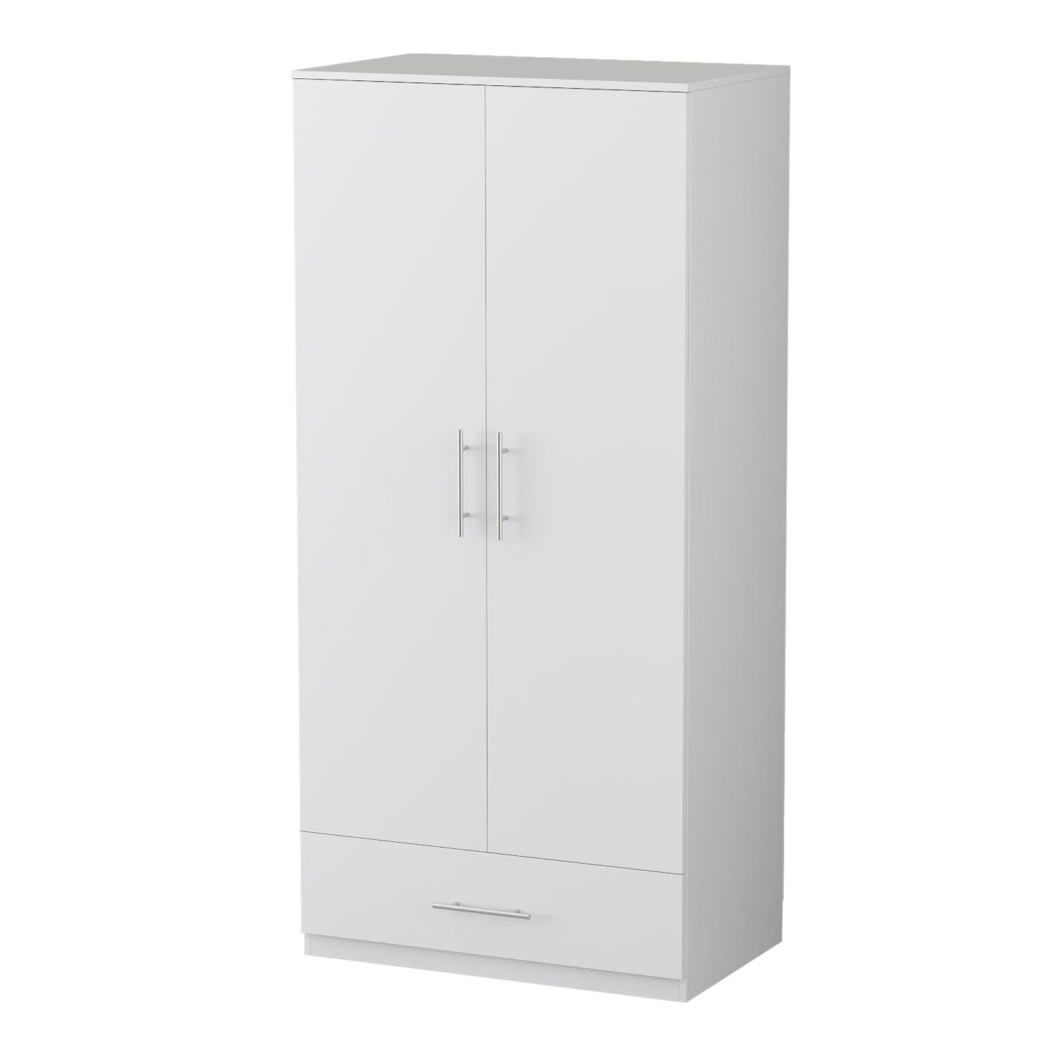 2 Door Armoire Wardrobe Cabinet With Drawer For Bedroom White – Walmart For Two Door White Wardrobes (View 5 of 20)