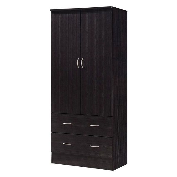 2 Doors Wardrobe With 2 Drawers – Transitional – Armoires And Wardrobes – Hodedah Import Inc. | Houzz | 2 Door Wardrobe, Drawers, Wardrobe Sale Within Black Wardrobes With Drawers (Gallery 12 of 20)