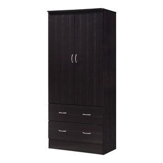 2 Doors Wardrobe With 2 Drawers – Transitional – Armoires And Wardrobes – Hodedah Import Inc. | Houzz Pertaining To Black Wardrobes With Drawers (Gallery 18 of 20)