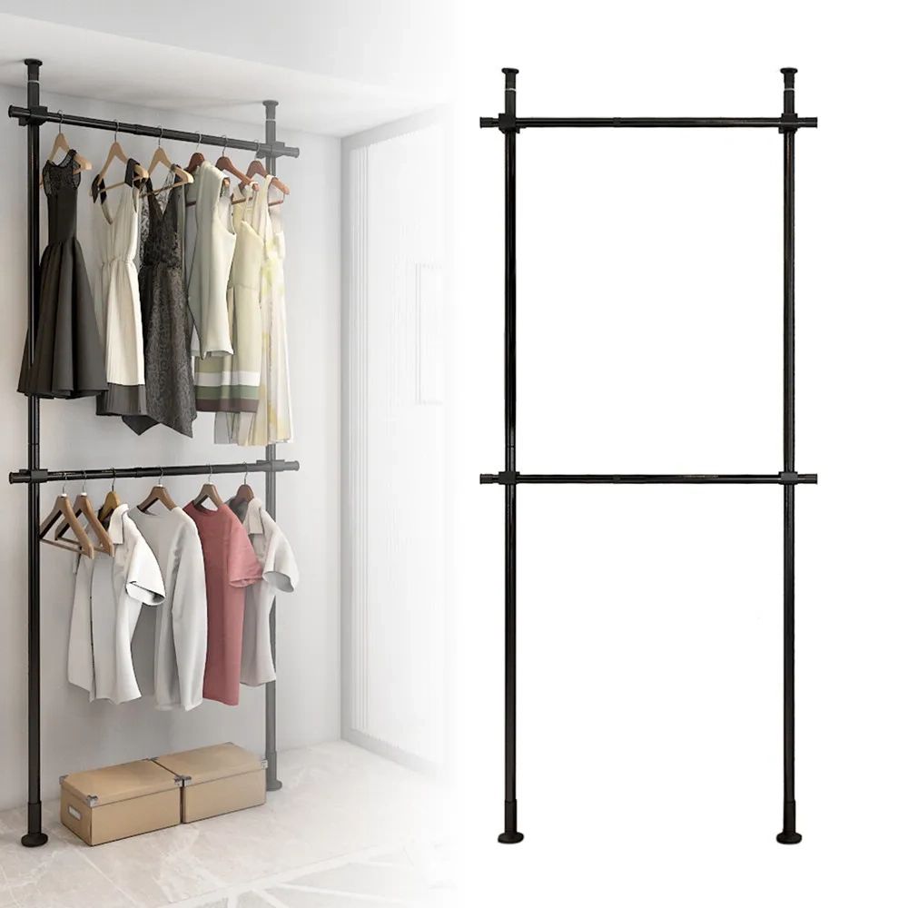 2 Tier Heavy Duty Closet Storage Rack Organizer Clothes Adjustable Rack  Shelves | Ebay Within 2 Tier Adjustable Wardrobes (View 2 of 20)