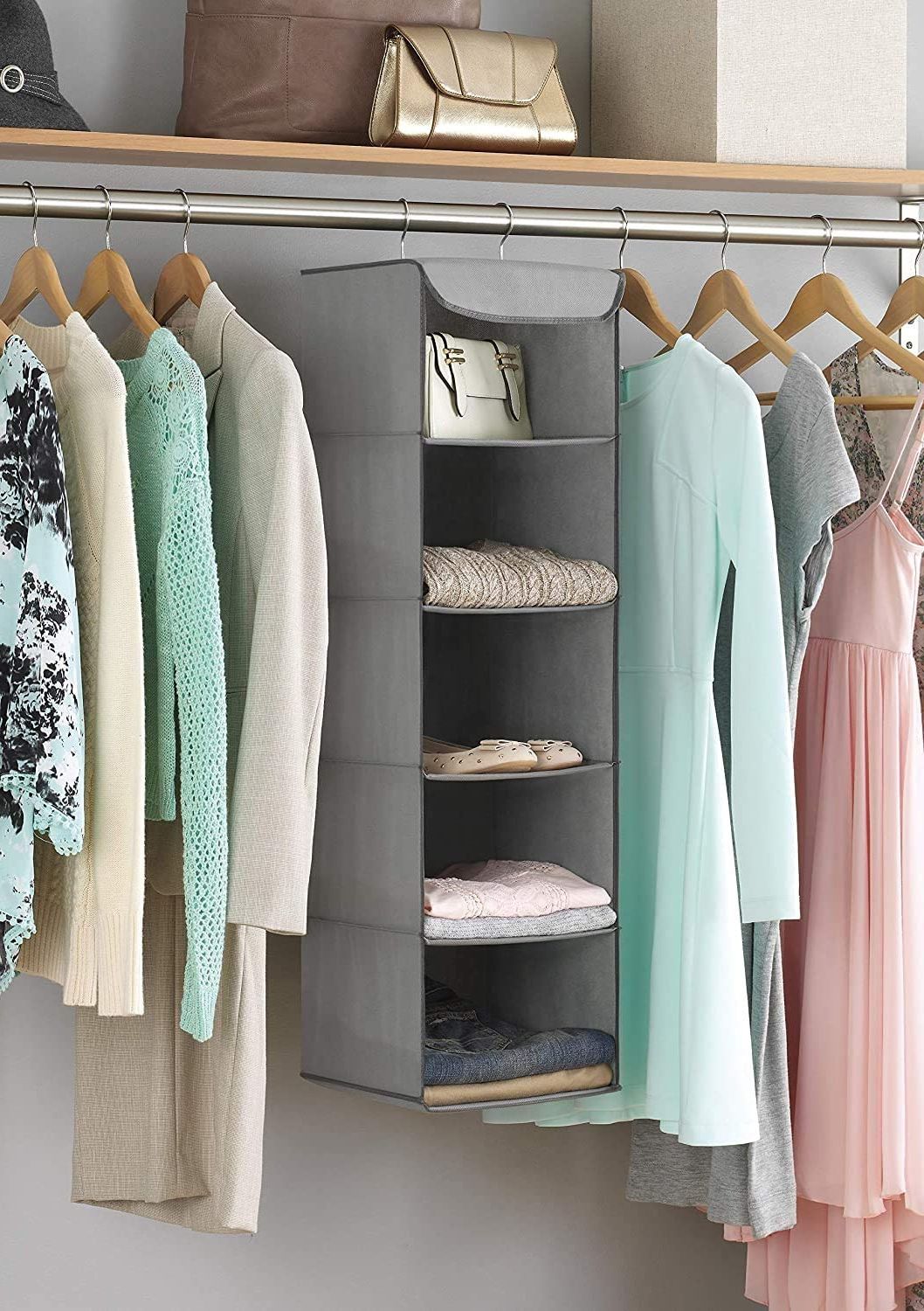 27 Best Closet Organization Ideas For A Much Cleaner, Tidier Space Throughout Hanging Wardrobes Shelves (View 4 of 20)