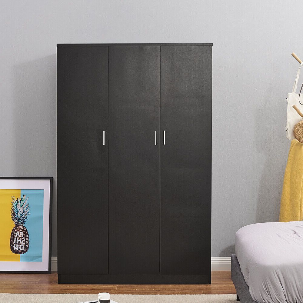 3 Door Triple Wardrobe Matt Black – Bedroom Furniture Storage Cupboard |  Ebay In 3 Door Black Wardrobes (Gallery 15 of 20)