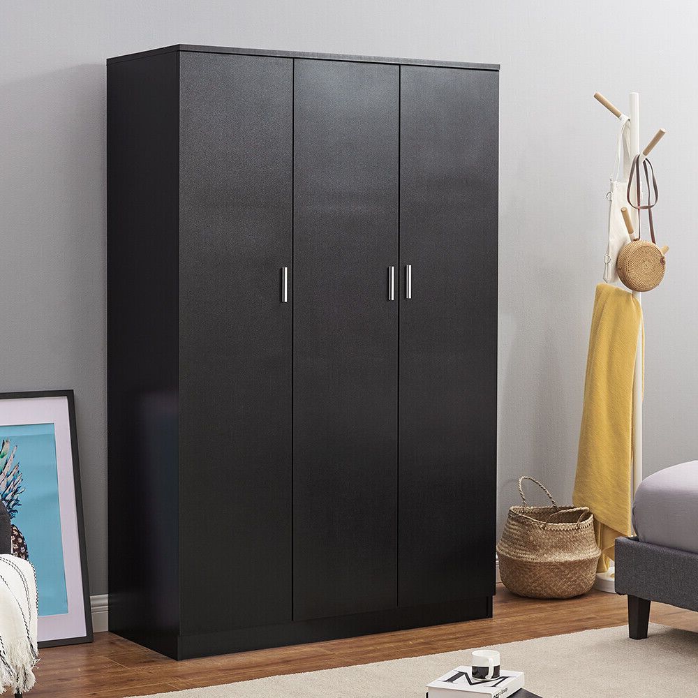 3 Door Triple Wardrobe Matt Black – Bedroom Furniture Storage Cupboard |  Ebay With Regard To 3 Door Black Wardrobes (View 2 of 20)