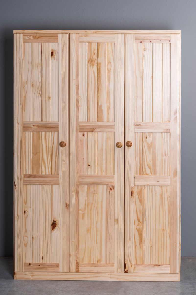 3 Door Wardrobe – Clear Pine | Aberdeens With Regard To Natural Pine Wardrobes (Gallery 10 of 20)