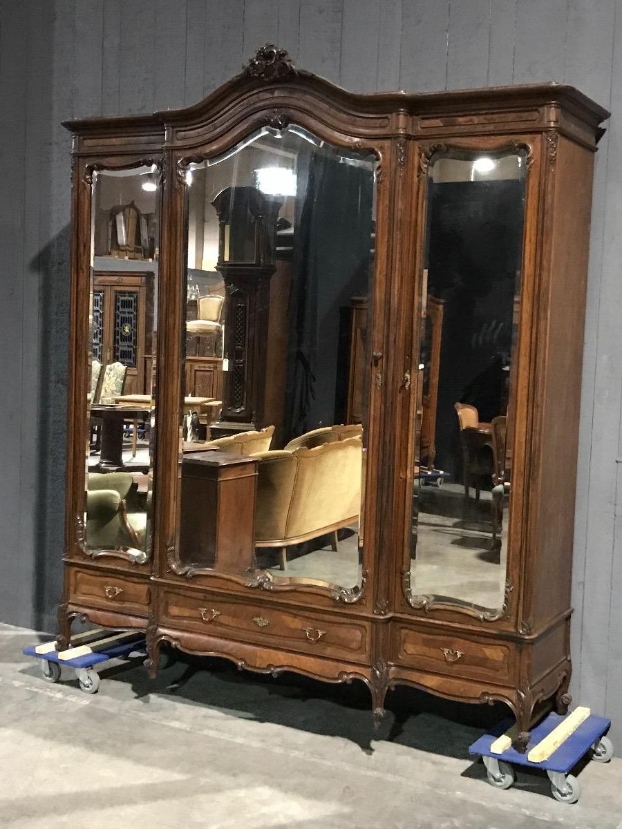 3 Doors Rosewood Louis Xv French Armoire – Armoire – Search Results –  European Antiques & Decorative For 3 Door French Wardrobes (Gallery 17 of 20)