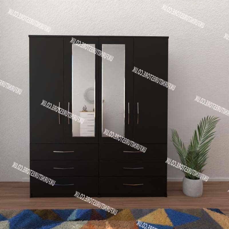 4 Door Wardrobe With 2 Mirrors & 6 Drawers – Storage Solution Regarding 4 Door Wardrobes With Mirror And Drawers (Gallery 20 of 20)