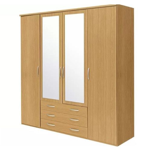 4 Door Wardrobe With 3 Drawers In Oak Finish – Sogno Office Furniture Pertaining To Wardrobes 4 Doors (Gallery 16 of 20)