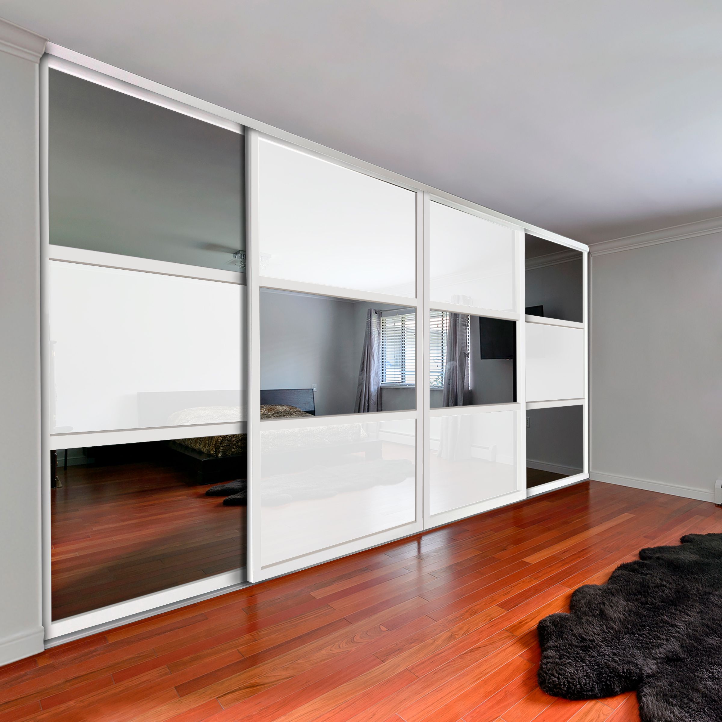 4 Leaf Framed Wardrobe Door With Painted And Mirror Insert Inside White Painted Wardrobes (Gallery 18 of 20)