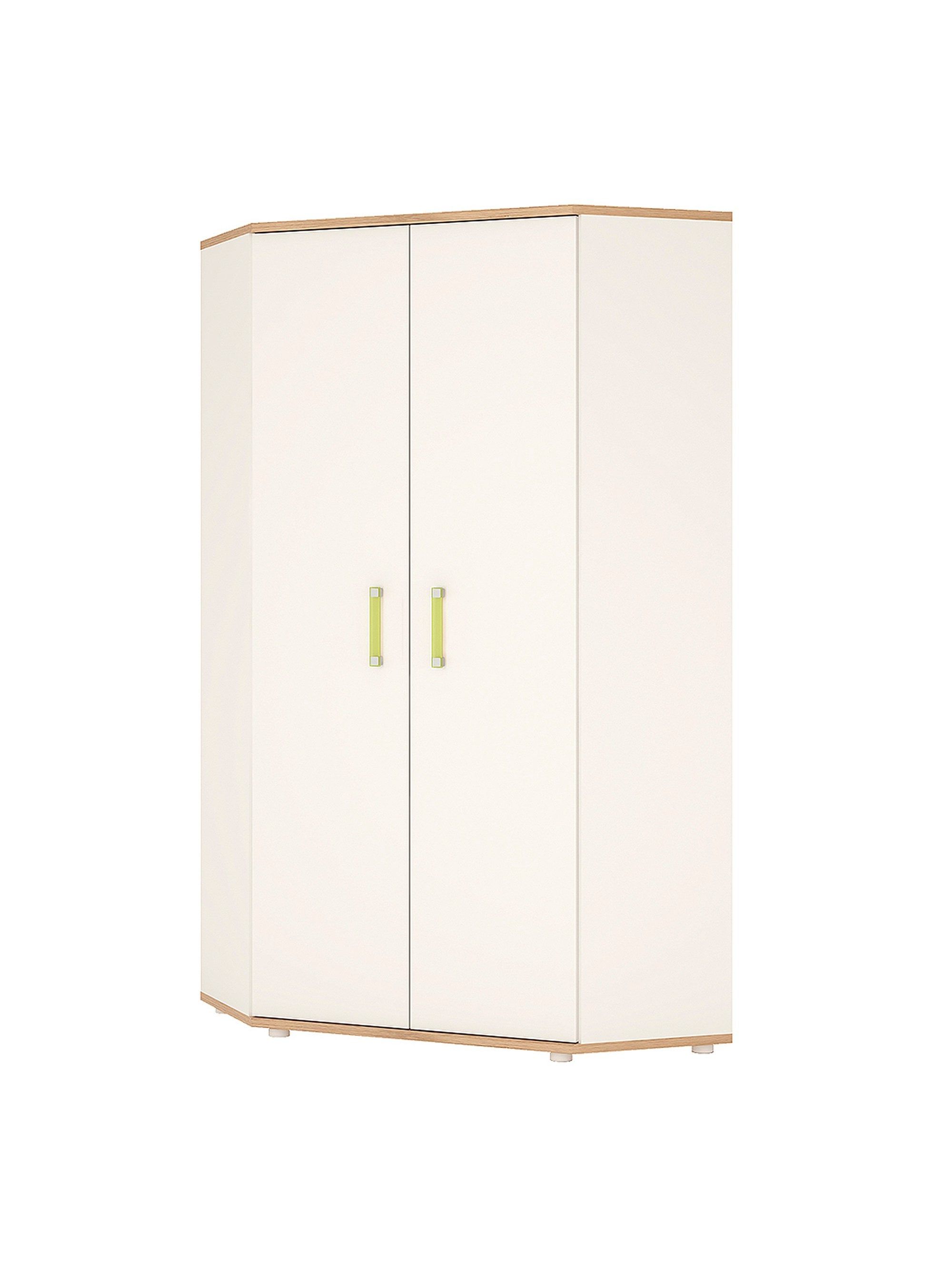 4kids Corner Wardrobe In Light Oak And White High Gloss (lemon Handles) |  Furniture To Go | The Posh Door Company With White Gloss Corner Wardrobes (Gallery 15 of 20)