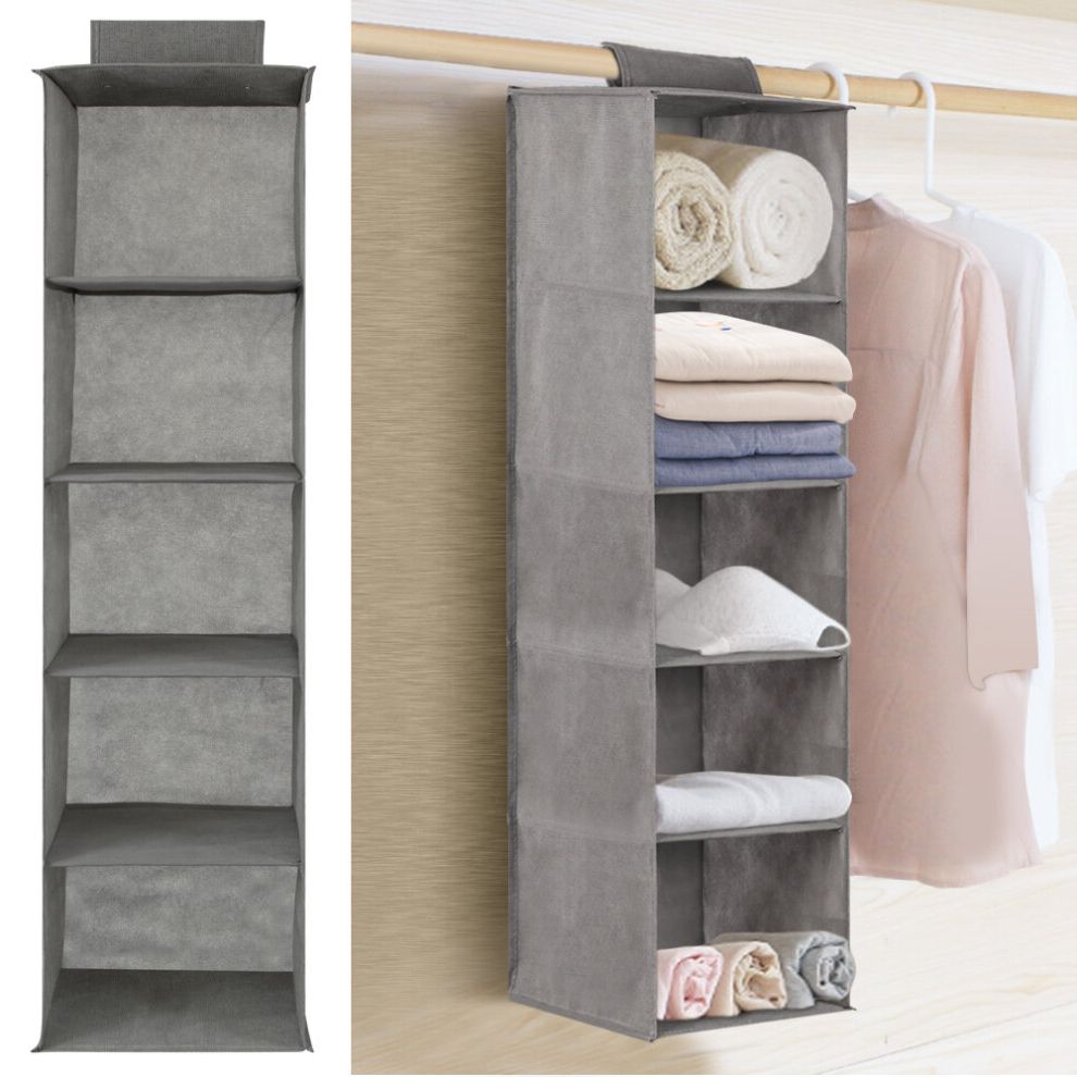 5 Drawer Hanging Wardrobe Organiser | Hanging Shelves On Onbuy Regarding Hanging Closet Organizer Wardrobes (View 11 of 20)