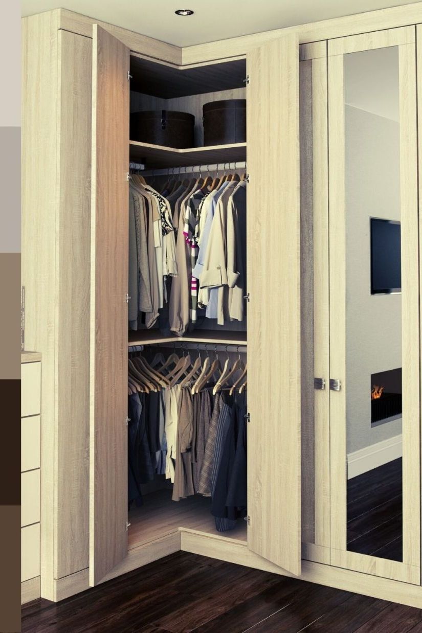 50+ Brilliant Corner Cabinet Ideas (space Saving Storage) | Closet Small  Bedroom, Bedroom Cupboards, Small Closet Door Ideas Inside Cheap Corner Wardrobes (View 4 of 20)
