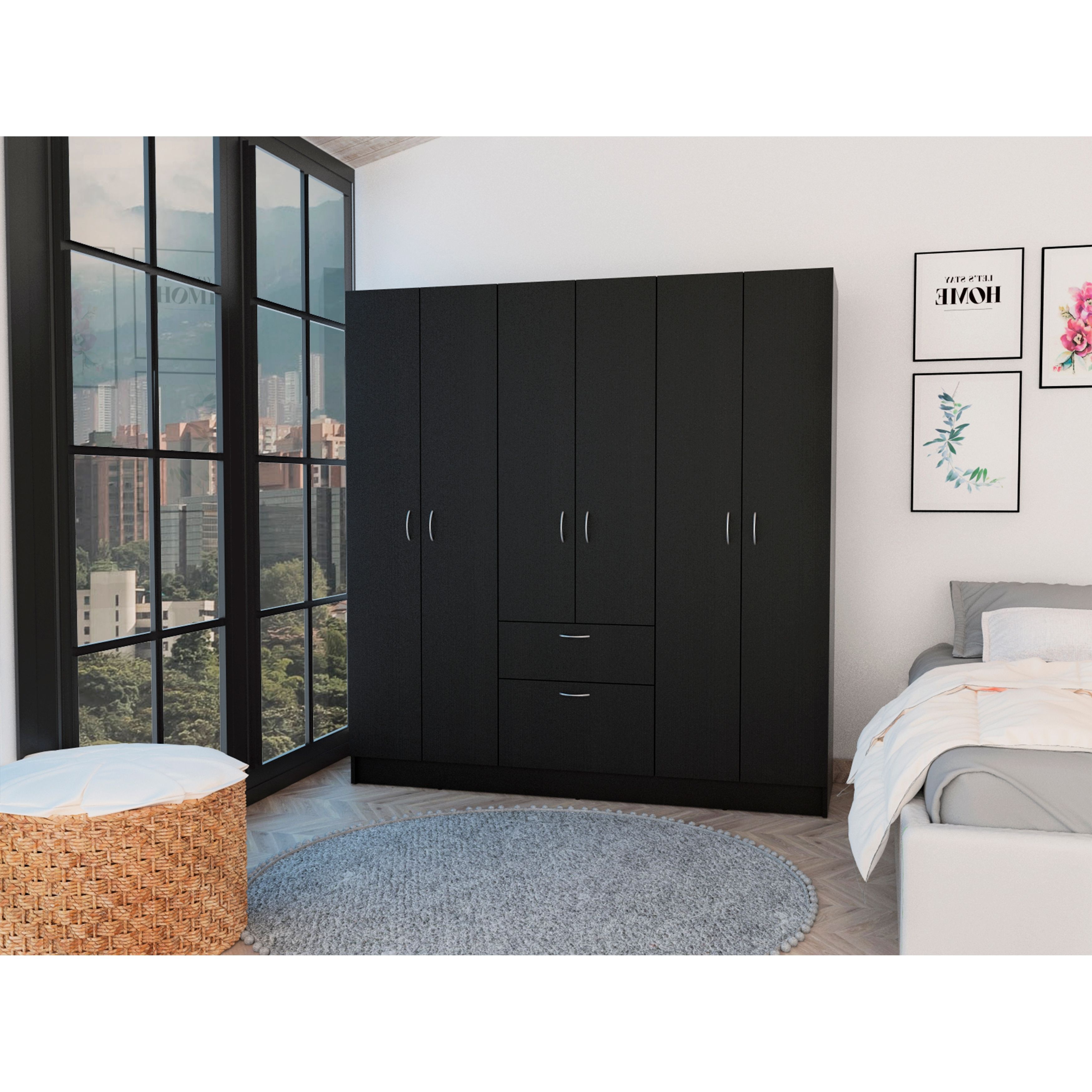 6 Door 1 Drawer Wardrobe Closet With Drawers & Shelves, Armoire Wardrobe  Closet With Hanging Rod, Bedroom Armoire Closet – Bed Bath & Beyond –  37828084 Pertaining To 6 Door Wardrobes Bedroom Furniture (Gallery 16 of 20)