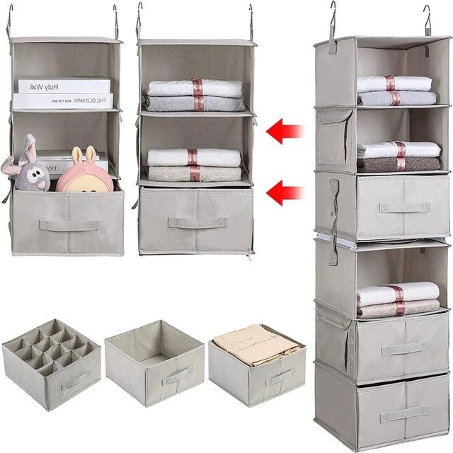 6 Shelf Hanging Closet Organizer, 2 Separable 3 Shelf Hanging Shelves With  3 Drawers For Wardrobe, Nursery, Clothes Organizatio – Aliexpress Intended For 2 Separable Wardrobes (View 3 of 20)