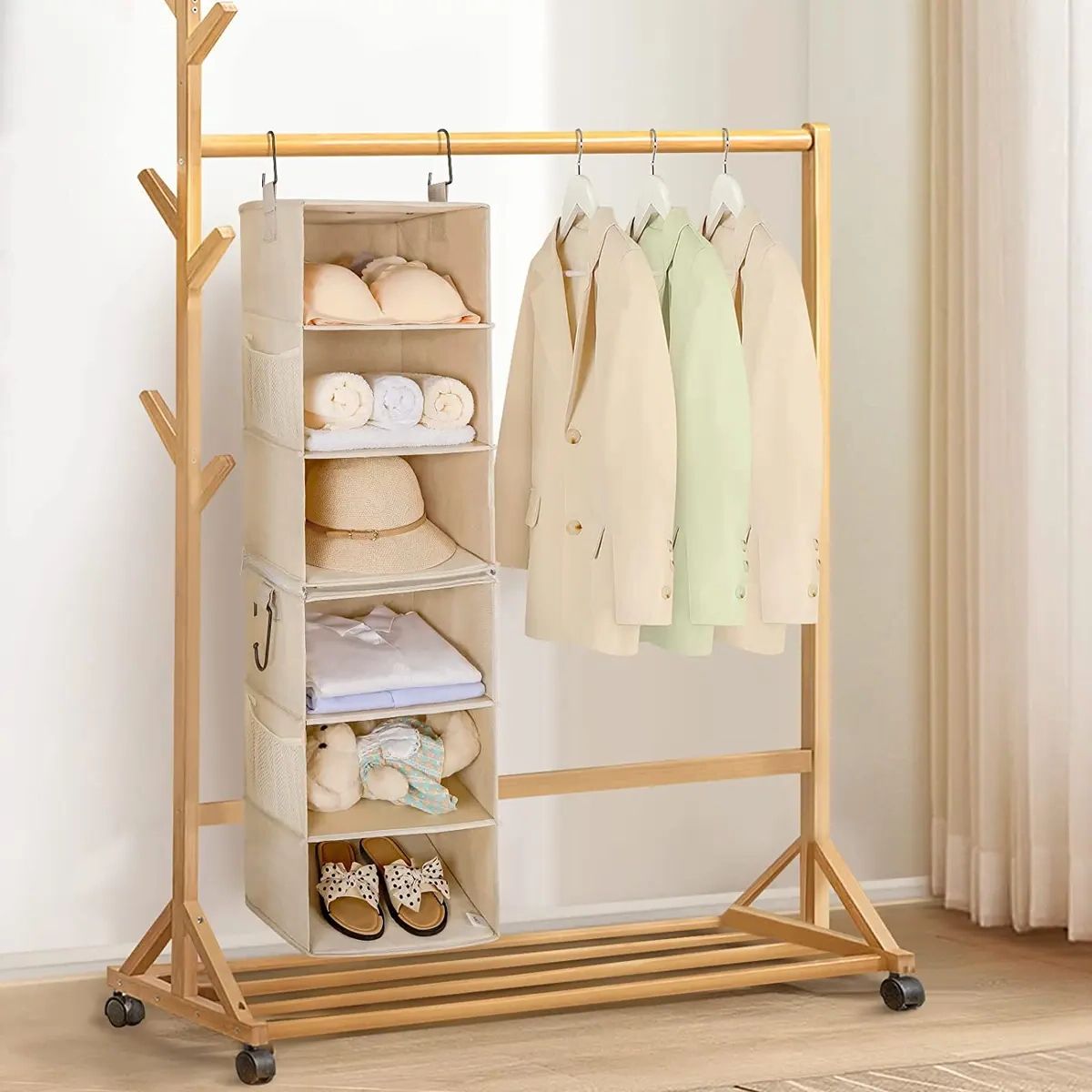 6 Shelf Hanging Closet Organizer, Two Separable 3 Tier Thickened Fabric |  Ebay Inside 2 Separable Wardrobes (Gallery 12 of 20)