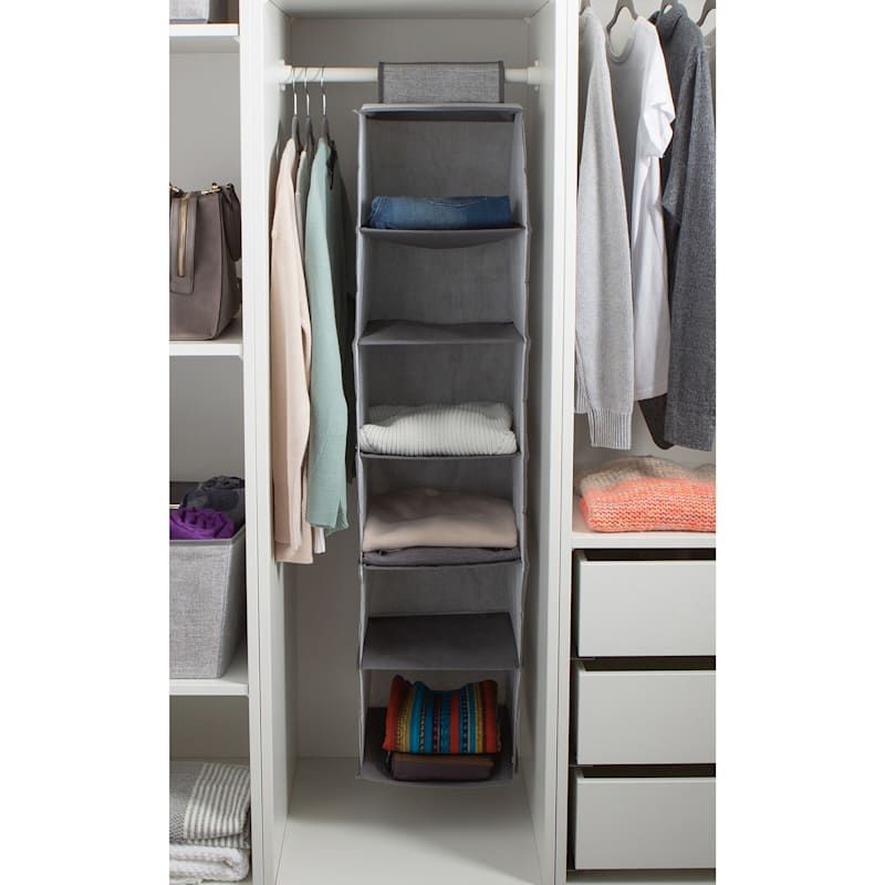 6 Shelf Hanging Sweater Organizer, Grey Pertaining To 6 Shelf Wardrobes (View 15 of 20)