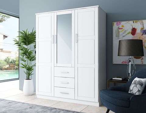 7111 – 100% Solid Wood Cosmo Wardrobe Armoire With Mirrored Door, White |  Palace Imports Throughout White Wardrobes Armoire (Gallery 4 of 20)